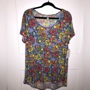 Large LuLaRoe Rose Pattern Shirt